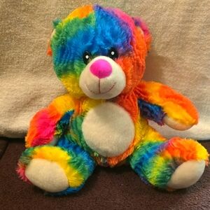 Fiesta Rainbow Green Blue Purple Pink Orange Yellow Teddy Bear 10 Inches Sitting